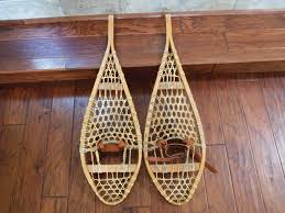 Snow Shoes Wood and Animal Rawhide Webbing and Leather - Etsy