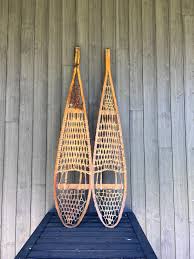 Antique Wooden Snowshoes, 55" Trapper Style, Rustic Cabin ...