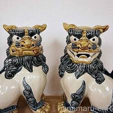 Shisa Dogs Gatepost Monchu 330mm Okinawa Japan Traditional ...