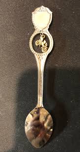 Michigan With Deer and Old Car Charm (top) Map and Sites (bowl) on Souvenir Spoon - NEW - Etsy