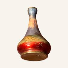 1920s Antique Limoges Hand-Painted Enamel on Copper Vase ...