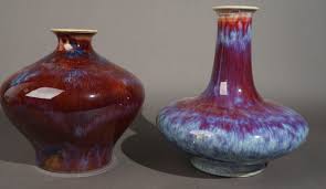 Lot - Two Chinese Flambe Glazed Vases, H of tallest: 10 1/2 ...