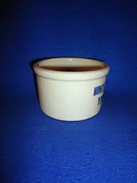 Plymouth, Wisconsin Tiny Blue and White Stoneware Butter ...