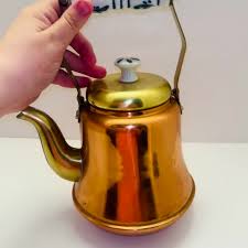 Vintage Dutch Copper Teapot: Delft Handle, Gooseneck Kettle ...