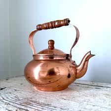 Vintage Copper Tea Kettle Pot With Wood Handle – Taiwan 1984 ...