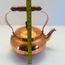 Vintage Copper Tea Kettle With Wooden Handle - 1984 Taiwan ...