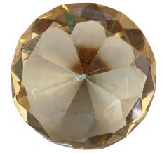 Pale Gold Yellow Diamond Shaped Crystal Glass Paperweight 3 ...