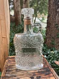 Vintage 1950's • Old Forester Kentucky Bourbon Whiskey DECANTER • Embossed • Decorative Swirl Cut Glass • Handled • Original Cork Stopper - Etsy