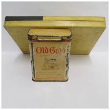 Old Gold Flat Fifty Box and Metal Cigarette Pack Tin with ...