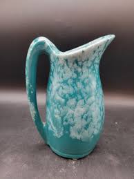 Green/white Glazed Pottery Pitcher - Etsy
