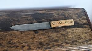 Antique Large Hunting Knife With Wooden Handle and Steel ...