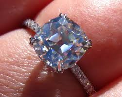 Old Mine Cut Moissanite Engagement Ring, White Gold Diamond ...