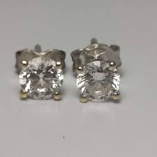 Glistering 1.00ctw Natural Diamond 18kt White Gold Stud ...