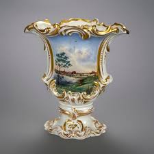 Pair Antique German Porcelain Hand Painted & Gilt Scenic ...