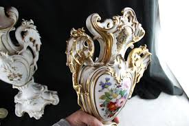 Unusual PAIR XL VIEUX PARIS porcelain Dragon handle Vases ...