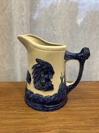 Vtg Pottery Blue Relief & 3D Native American Indian Chief 9in. Pitcher | eBay