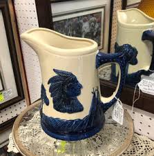 Old Sleepy Eye Pottery Pitcher Cobalt Blue & Cream – Williamsburg Antique Mall
