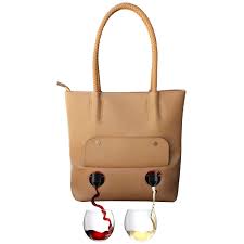 PortoVino Vegan Leather Tote Bag with Double Pour, Reusable ...