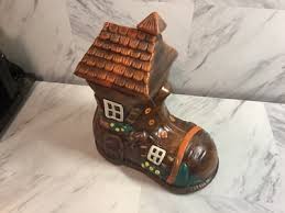 Vintage Cookie Jar Old Woman In Shoe 874 USA Ceramic Hand ...