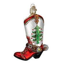 CHRISTMAS COWBOY BOOT Glass ORNAMENT – The Museum Store