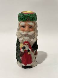 Santa Claus Bust Head Candle Holder Christmas Holiday ...