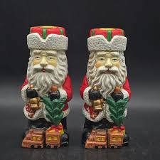 Old World Santa Claus Set of 2 Candle Holder Christmas ...