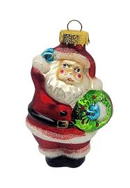 Vintage Christmas Ornament Glass Santa Red Suit Blue Gloves ...