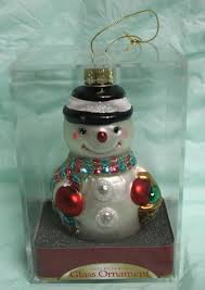 BLOW MOLD GLASS SNOWMAN CHRISTMAS ORNAMENT 4 1/2" TALL SOLD ...