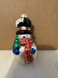 Handblown Mercury Style Glass Snowman W/top Hat Christmas ...
