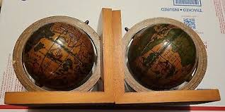 Vintage Wood Olde World Maps Globes Gyroscopes Book Ends ...