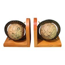 Vintage Wooden Old World Rotating Globe Bookends- a Pair ...