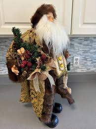 Santa Claus Figurine w Stocking Tree Presents St. Nicholas ...
