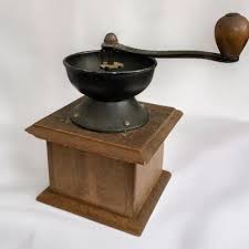 Vintage Wooden Coffee Grinder Vintage, Funnel Bowl Top, Wood ...