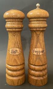 Vintage Wooden Copper Pepper Grinder & Salt Shaker Set 8 ...