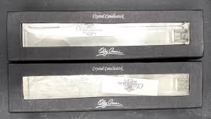 2) OLEG CASSINI CRYSTAL CANDLESTICK HOLDERS 10" TALL PAIR OF PILLARS | eBay