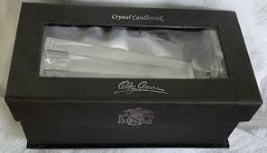 MAKE OFFER: OLEG CASSINI CRYSTAL CANDLESTICK NIB GIFT BOXED/ ETCH SIGNED/1970s | eBay