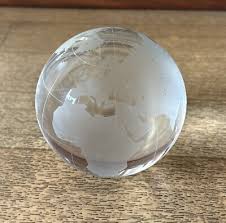 Vintage Glass World Globe Paperweight Frosted Glass ...