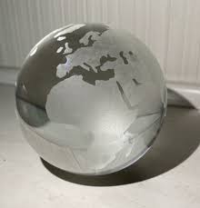Round Earth Globe World Map Crystal Glass Clear Paperweight ...