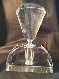 5" Oleg Cassini Crystal Perfume Bottle Clear Heart Top Faceted Bottle Signed | eBay
