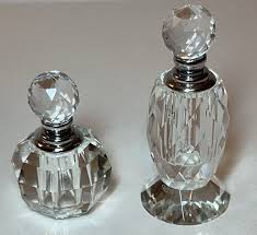 2 Multi-Faceted Oleg Cassini Crystal Perfume Bottle with ...