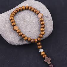 Christ Wooden Baptism Tassel Beaded Bracelet Rosary ...