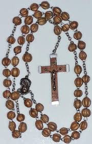 Rare Seed Wood Rosary Beads Cross Crucifix Catholic Prayer ...