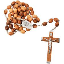 Holy Rosary from Olive Wood Beads & Jerusalem Soil with Crucifix