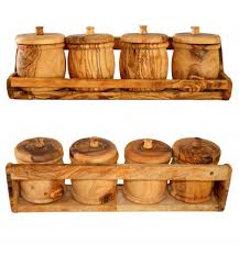 Olive wood Spice rack (4 Boxes)