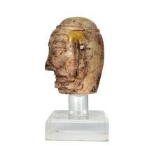 Sold at Auction: 商三星堆玉雕带冠头像Shang, Sanxingdui Jade Carving of Mask with Headpieces