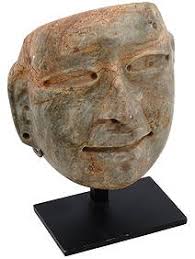 Ancient Mesoamerican Olmec Head Mask Sculpture