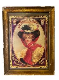 Vintage Olympia Beer Victorian Girl Thick Cardboard Poster ...