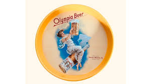 Vintage Olympia Beer Serving Tray: 1972 Flying Bottle Metal ...