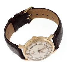 Omega Vintage Automatic 14k Yellow Gold Leather Band Men's ...