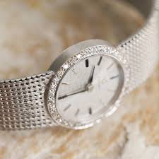 Collectors Omega Diamond Solid White Gold 18k ladies Wristwatch 1970s